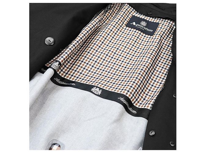 Autre Marque Trench coat de algodón, poliéster y lana Aquascutum Castaño Gris antracita - vista 12