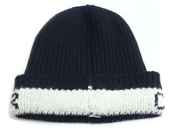 Dior Woll-Kaschmir-Strickmütze Blau Marineblau - Ansicht 2