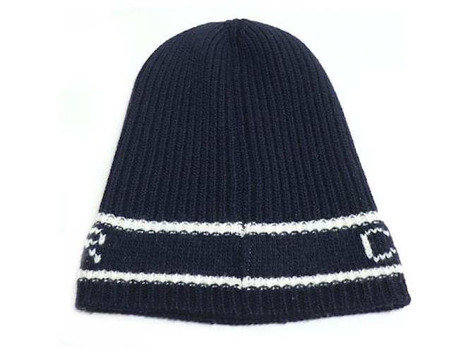Dior Woll-Kaschmir-Strickmütze Blau Marineblau - Ansicht 4