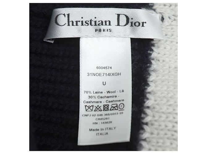 Dior Woll-Kaschmir-Strickmütze Blau Marineblau - Ansicht 6