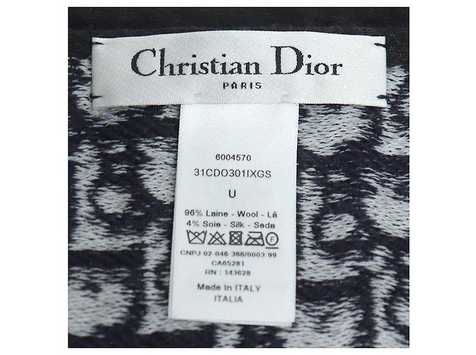 Cachecol de lã e seda Dior Oblique Azul Azul marinho - vista 6