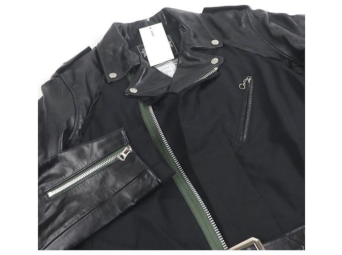 Abrigo de traje de cuero Sacai Schott Negro - vista 2