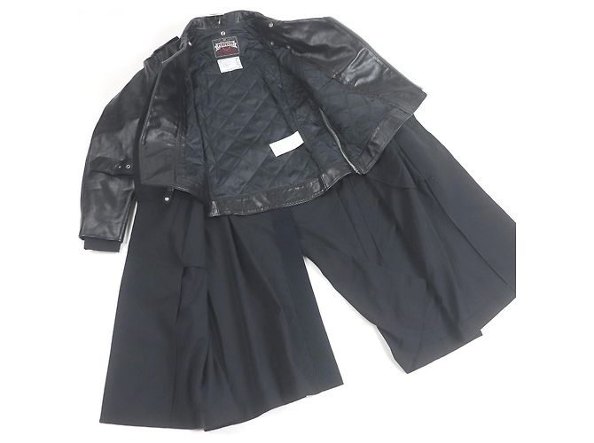 Abrigo de traje de cuero Sacai Schott Negro - vista 3