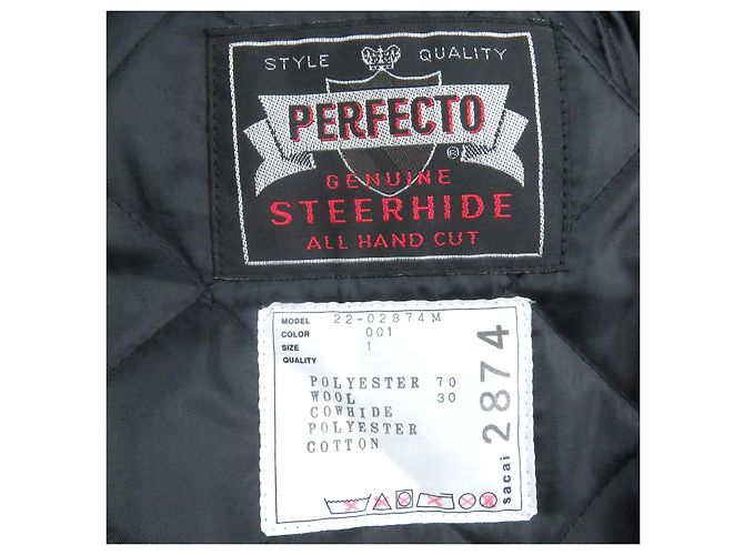 Abrigo de traje de cuero Sacai Schott Negro - vista 6
