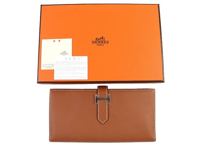 Cartera Larga de Cuero Beansufla Vaugham de Hermès Dorado - vista 2