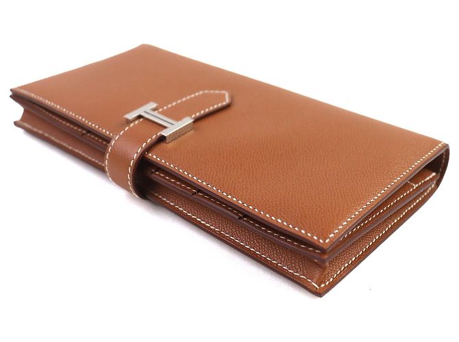 Cartera Larga de Cuero Beansufla Vaugham de Hermès Dorado - vista 4