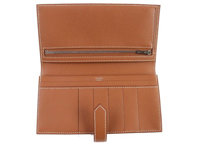 Cartera Larga de Cuero Beansufla Vaugham de Hermès Dorado - vista 6