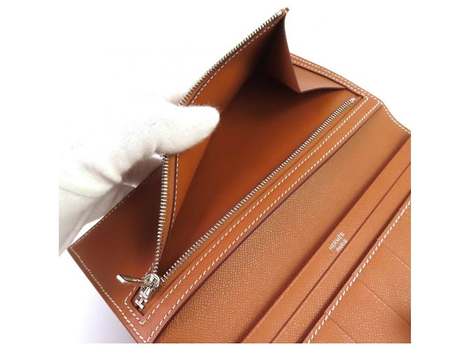 Cartera Larga de Cuero Beansufla Vaugham de Hermès Dorado - vista 7