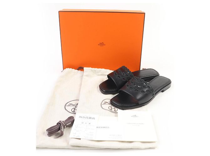 Sandali in pelle Chaine d'Ancre di Hermès Nero - vista 2