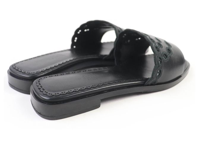 Sandali in pelle Chaine d'Ancre di Hermès Nero - vista 3