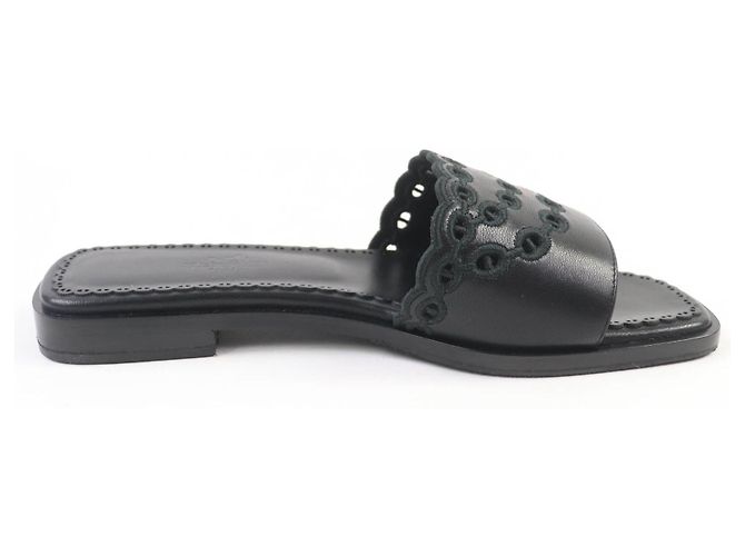 Sandali in pelle Chaine d'Ancre di Hermès Nero - vista 6