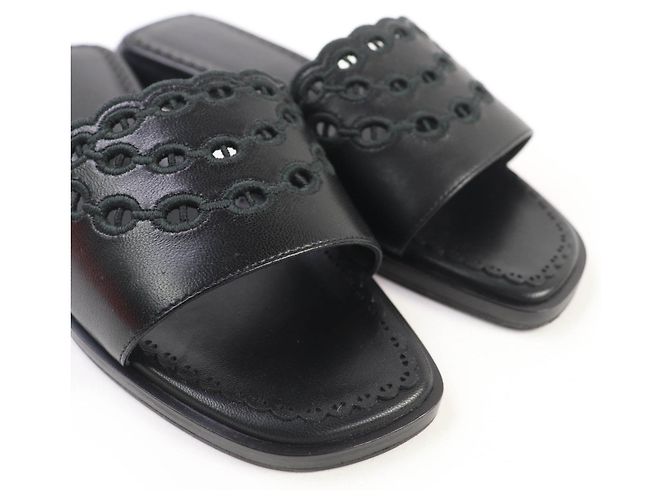 Sandali in pelle Chaine d'Ancre di Hermès Nero - vista 8