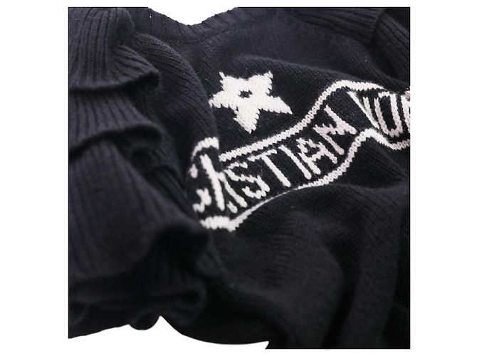 Suéter cropped de cashmere com babados Christian Dior Preto - vista 5