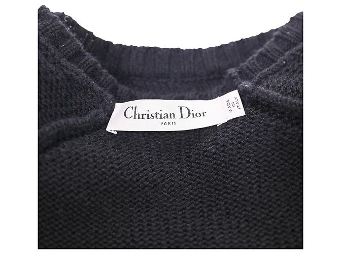 Suéter cropped de cashmere com babados Christian Dior Preto - vista 6