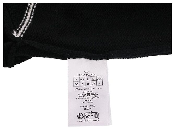 Suéter cropped de cashmere com babados Christian Dior Preto - vista 7