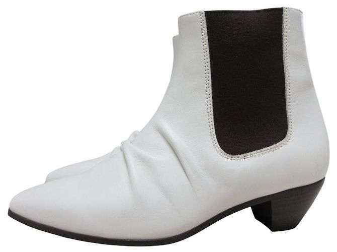 Céline Botines cortos de cuero Celine Castaño Blanco - vista 2