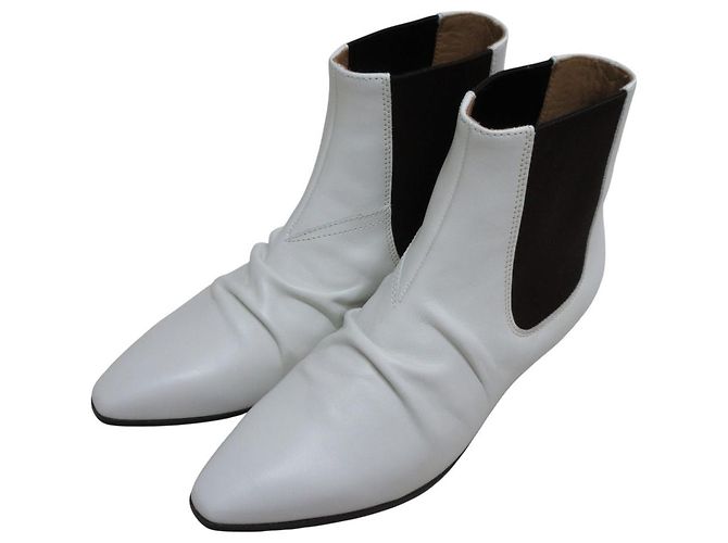 Céline Botines cortos de cuero Celine Castaño Blanco - vista 4