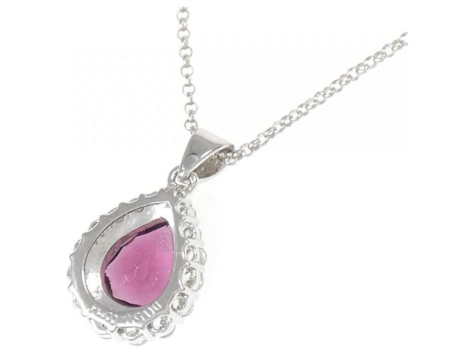 Autre Marque Platin-Garnet-Diamant-Halskette Rot - Ansicht 4