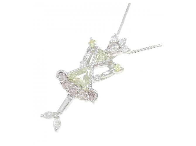 Autre Marque Diamant-Halskette PT900 PT850 Silber - Ansicht 3