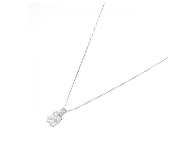 Autre Marque Platinblumen-Diamant-Halskette Pt900/Pt850 Silber - Ansicht 2