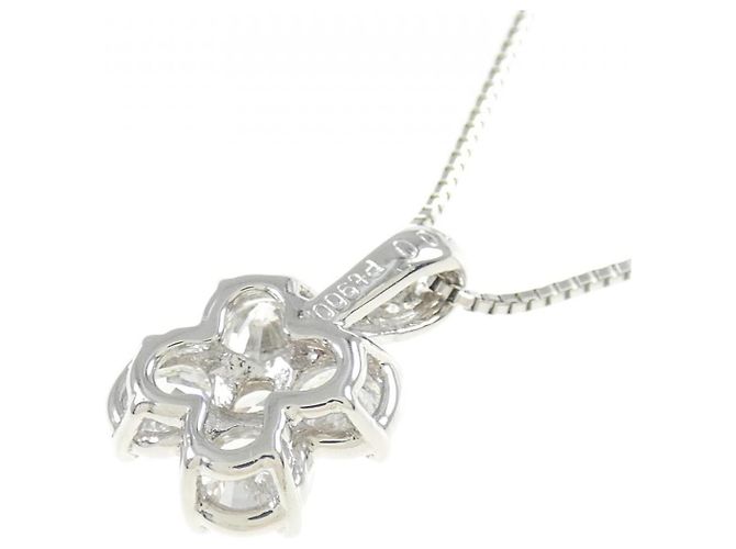 Autre Marque Platinblumen-Diamant-Halskette Pt900/Pt850 Silber - Ansicht 4