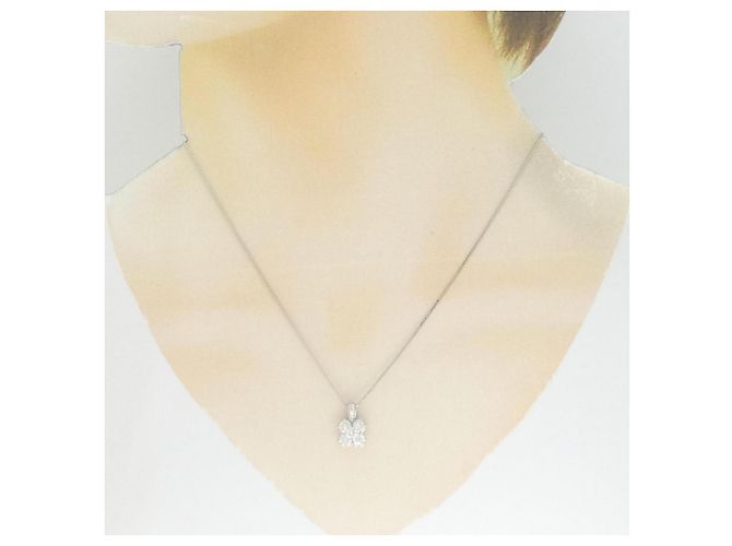 Autre Marque Platinblumen-Diamant-Halskette Pt900/Pt850 Silber - Ansicht 6