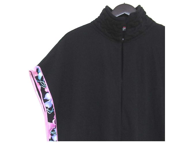 Autre Marque Cashmere-Poncho mit Blumenmusterbesatz LEONARD Schwarz - Ansicht 3