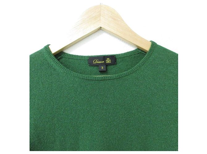 Autre Marque Pullover in cashmere a collo rotondo e maniche corte Drawer Verde - vista 3