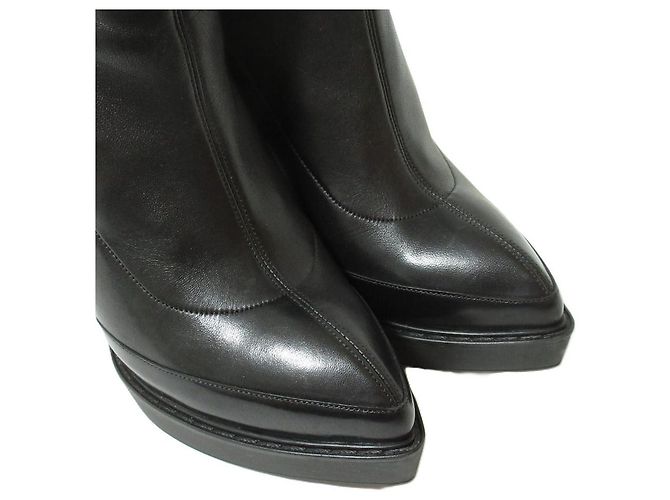 Botines cortos de tacón alto de cuero con punta afilada Gucci Negro - vista 4