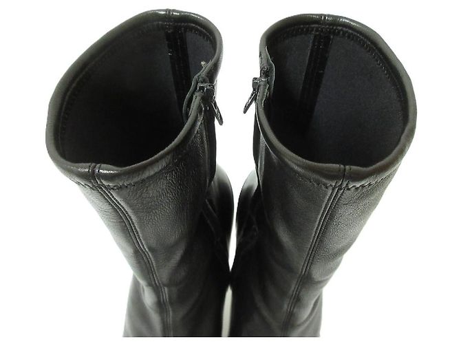 Botines cortos de tacón alto de cuero con punta afilada Gucci Negro - vista 6