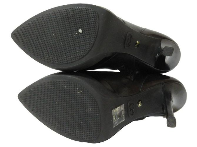 Botines cortos de tacón alto de cuero con punta afilada Gucci Negro - vista 7