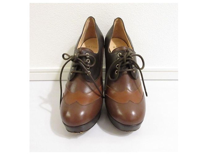 Stivaletti con plateau e lacci in pelle Bally Marrone - vista 2