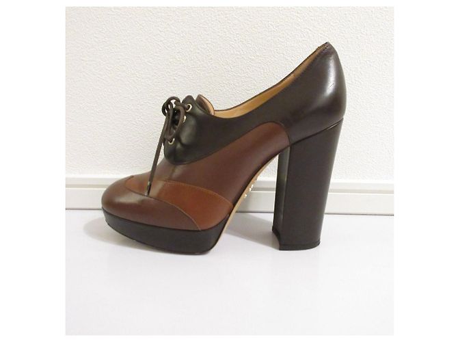 Stivaletti con plateau e lacci in pelle Bally Marrone - vista 3