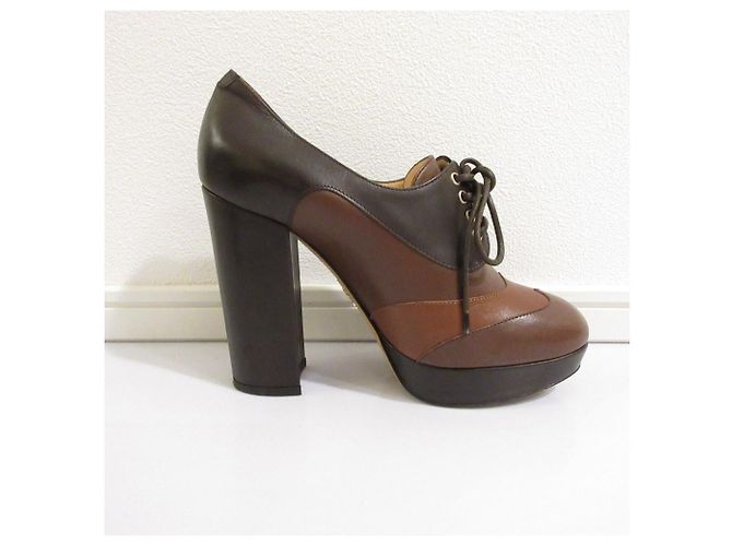 Stivaletti con plateau e lacci in pelle Bally Marrone - vista 5