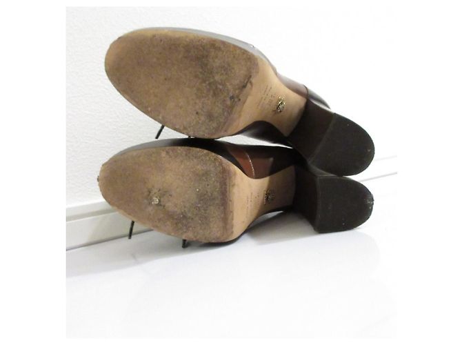 Stivaletti con plateau e lacci in pelle Bally Marrone - vista 6