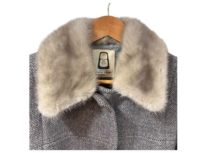 Autre Marque Abrigo ceñido con cuello de piel Pierre Cardin Castaño - vista 4