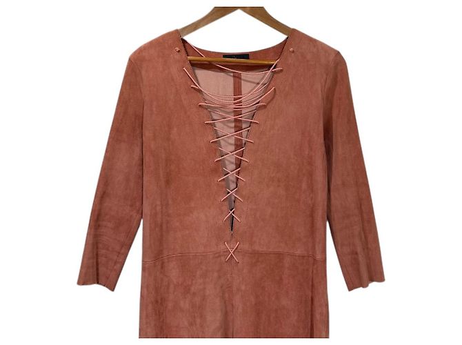 Autre Marque Stouls Wildleder-Kleid Pink - Ansicht 3