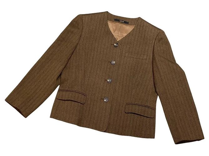 Autre Marque DAKS Herringbone Set ohne Kragen Braun - Ansicht 5