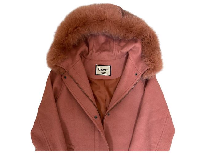 Autre Marque Abrigo con capucha de piel de zorro Diagram GRACE CONTINENTAL Naranja - vista 4