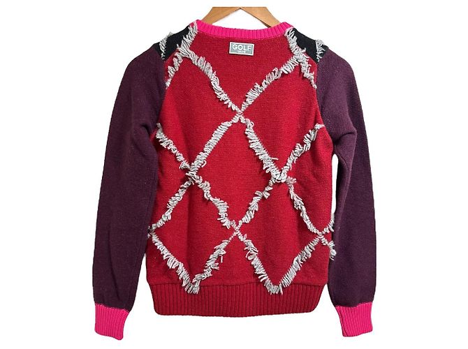 Autre Marque Strickpullover mit V-Ausschnitt Diamond Mane von MARK & LONA Schwarz Pink Rot - Ansicht 2
