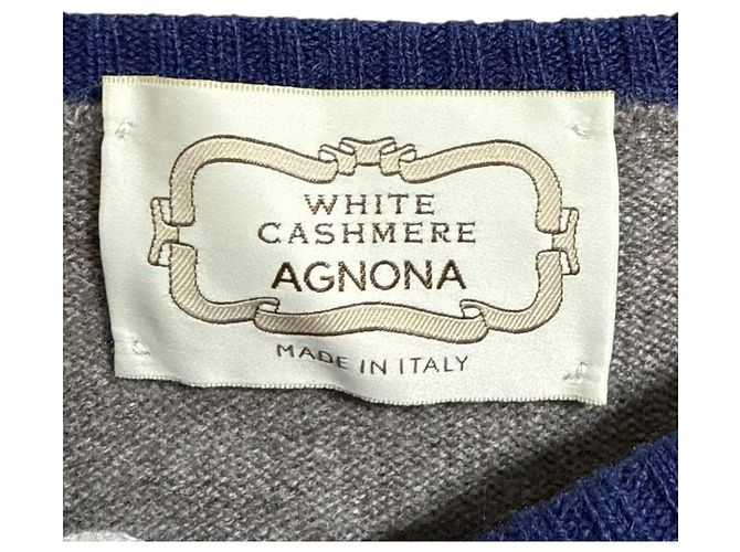 Autre Marque Pull en cachemire blanc Agnona à col rond Marron - vue 3