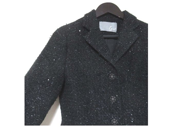 Autre Marque Abrigo de tweed de un solo botón Ignes Negro - vista 3