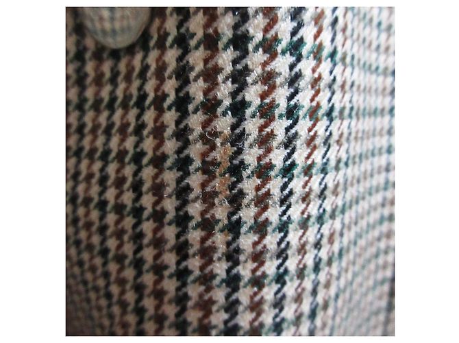 Burberrys Houndstooth Wool Silk Tailored Jacket Brown Green Eggshell Navy blue - view 12
