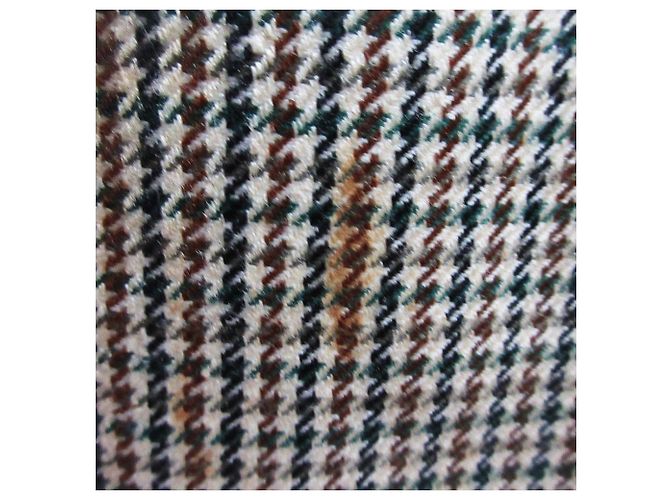 Burberrys Houndstooth Wool Silk Tailored Jacket Brown Green Eggshell Navy blue - view 13