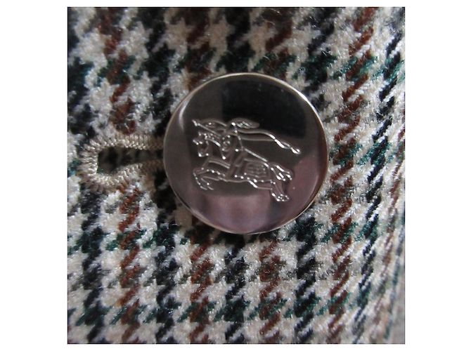 Burberrys Houndstooth Wool Silk Tailored Jacket Brown Green Eggshell Navy blue - view 5