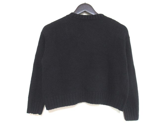 Valentino Flower Motif Virgin Wool Knit Sweater Black - view 2