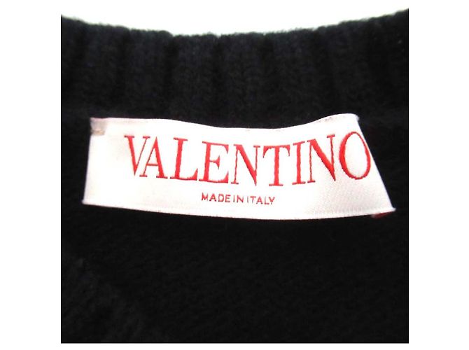Valentino Flower Motif Virgin Wool Knit Sweater Black - view 9