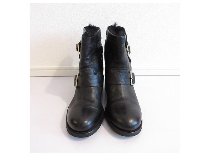 Jimmy Choo Shearling Ingenieurstiefel Schwarz - Ansicht 2