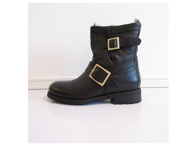 Jimmy Choo Shearling Ingenieurstiefel Schwarz - Ansicht 3