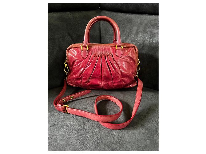 Miu Miu Borsa in pelle arricciata Rosso - vista 2